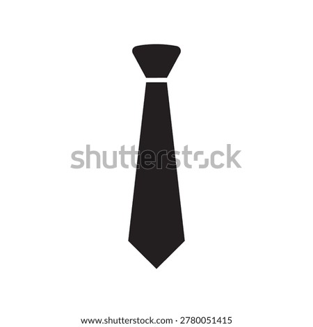 A simple black necktie icon on a white background, symbolizing business attire and formal wear.