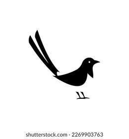 Pájaro magpie simple negro negativo del espacio