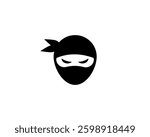Simple black ninja icon with mask and eyes represents stealth and mystery in minimal design.