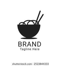 simple black noodle bowl logo