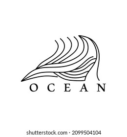 simple black ocean monoline logo on white background