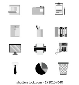 simple black office icon set
