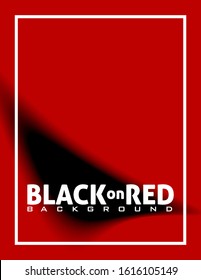 Simple black on red background with blurred rounded shape and white frame. Abstract vertical vector graphic cover design