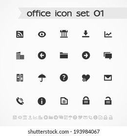 Simple black on white office icons, set 1