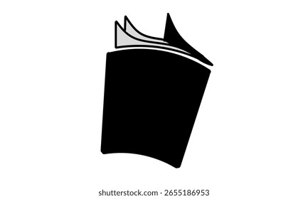 Einfaches, schwarzes, offenes Buchsymbol im Vektorformat. Sauberes und minimales Design, perfekt für Bildungs-, Bibliotheks-, Lese- oder lernbezogene Projekte.