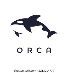 Simple black orca whale animal logo creative design. Killer underwater animal. Logo for business, identity and branding.
