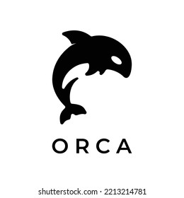 Simple black orca whale animal logo creative design. Killer underwater animal. Logo for business, identity and branding.