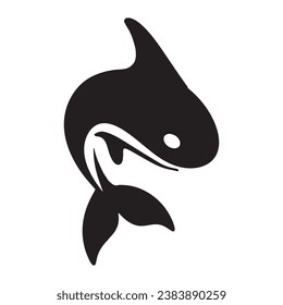 Diseño creativo del logotipo de la plantilla de un animal de ballena negra. Un animal marino asesino. Logo para negocios, identidad y marca.