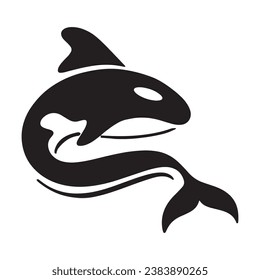 Diseño creativo del logotipo de la plantilla de un animal de ballena negra. Un animal marino asesino. Logo para negocios, identidad y marca.