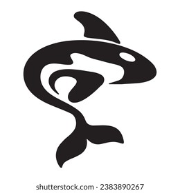 Diseño creativo del logotipo de la plantilla de un animal de ballena negra. Un animal marino asesino. Logo para negocios, identidad y marca.