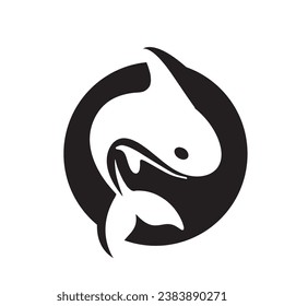 Diseño creativo del logotipo de la plantilla de un animal de ballena negra. Un animal marino asesino. Logo para negocios, identidad y marca.