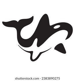 Diseño creativo del logotipo de la plantilla de un animal de ballena negra. Un animal marino asesino. Logo para negocios, identidad y marca.