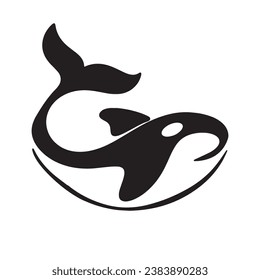 Diseño creativo del logotipo de la plantilla de un animal de ballena negra. Un animal marino asesino. Logo para negocios, identidad y marca.