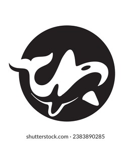 Diseño creativo del logotipo de la plantilla de un animal de ballena negra. Un animal marino asesino. Logo para negocios, identidad y marca.