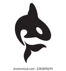 Diseño creativo del logotipo de la plantilla de un animal de ballena negra. Un animal marino asesino. Logo para negocios, identidad y marca.