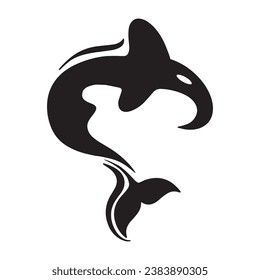 Diseño creativo del logotipo de la plantilla de un animal de ballena negra. Un animal marino asesino. Logo para negocios, identidad y marca.