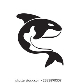 Diseño creativo del logotipo de la plantilla de un animal de ballena negra. Un animal marino asesino. Logo para negocios, identidad y marca.