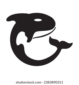 Diseño creativo del logotipo de la plantilla de un animal de ballena negra. Un animal marino asesino. Logo para negocios, identidad y marca.