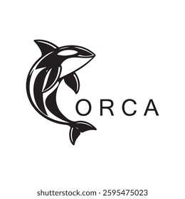 Simple black orca whale animal template logo creative design