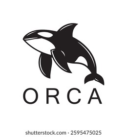 Simple black orca whale animal template logo creative design