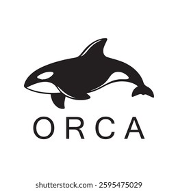 Simple black orca whale animal template logo creative design