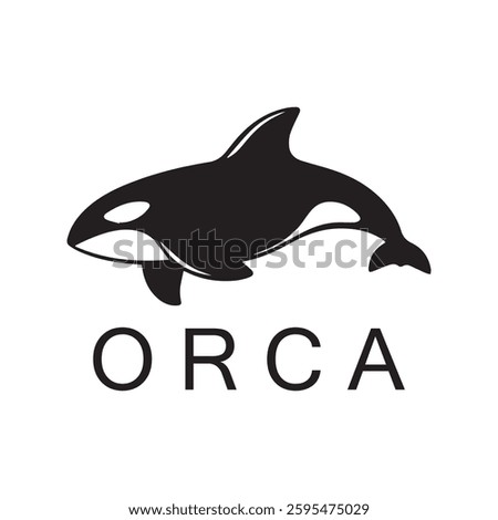 Simple black orca whale animal template logo creative design