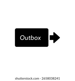 Icono negro simple de la bandeja de salida con una flecha, que indica el envío de correo electrónico.