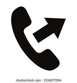 Simple black outgoing call symbol isolated on white background