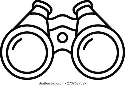 Simple black outline binoculars vector icon, ideal for modern UI UX design. Isolated on white background.