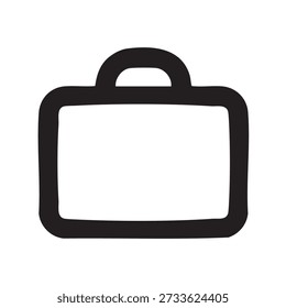 Icono de maletín de contorno negro simple aislado sobre un fondo blanco, que representa negocios, trabajo de oficina, equipo profesional y actividades corporativas.