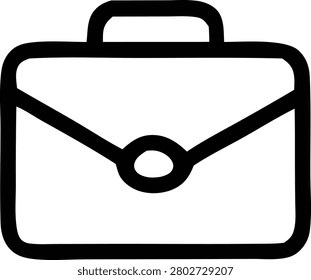 Simple black outline briefcase icon symbolizing professional work document carrier office travel accessory corporate briefcase and business equipment for daily tasks.