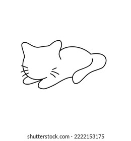 a Simple Black Outline Cat Poses Playfull, Lazy and Crazy