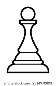 Simple black outline of a chess pawn. Ideal for chess themes, strategy games, educational purposes, board game designs, and minimalist art. Line drawing, monochromatic, vector.