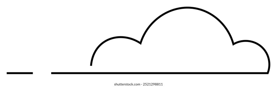 Simple black outline cloud with a horizontal line underneath on a white background. Ideal for weather symbols, minimalist design, tech themes, web interfaces, and vector illustrations. Simple, clean