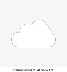 Simple black outline of a cloud on a white background. Minimalist cloud design. Cloud illustration with a clean, basic outline. Cloud art in a simple style. Cute vector illustration.