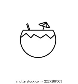 A Simple Black Outline Coconut Drink Summer Vibes