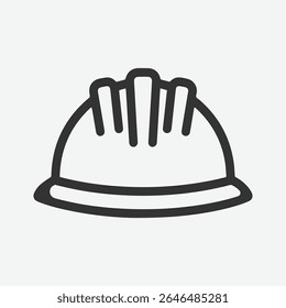 Simple contorno negro de un sombrero duro de la construcción en un fondo gris claro