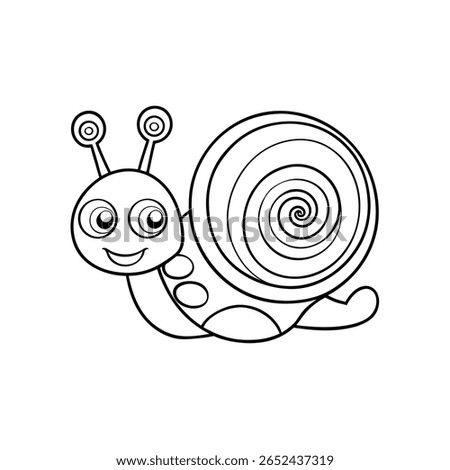 simple black outline of a cute snail with a spir
