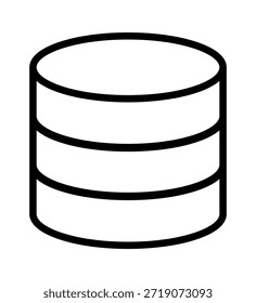 Simple black outline of a database icon representing data storage.