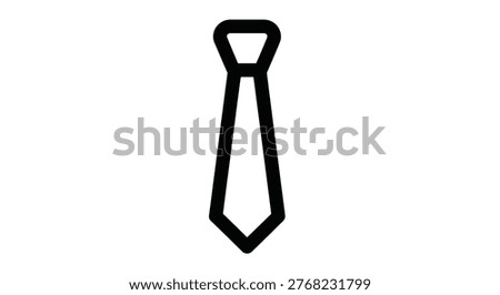 A simple black outline depicts a necktie against a white background silhouette