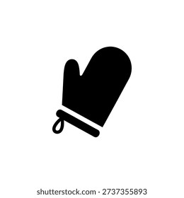 A simple black outline depicts a single oven mitt hanging with a loop silhouette