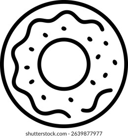 Simple Black Outline Donut Food Dessert Icon Graphic Illustration