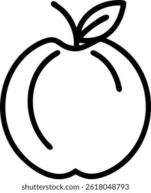 A simple black outline drawing of an apple with a leaf and stem, set against a plain white background.