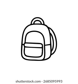 Simple dibujo de contorno negro de una mochila