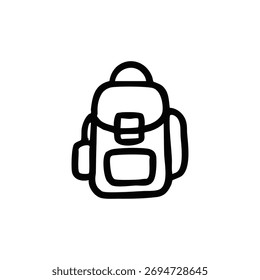 Einfache schwarze Umrisszeichnung eines Rucksacks