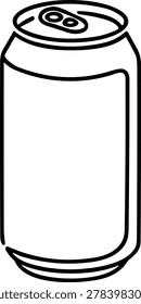 Simple black outline drawing of a beverage can with a pull tab top isolated on a white background