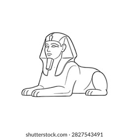 A simple black outline drawing of the great sphinx