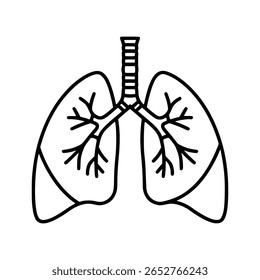 A simple black outline drawing of human lungs and trachea.