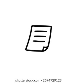 Dibujo de contorno negro simple de un pedazo de papel con líneas Horizontales