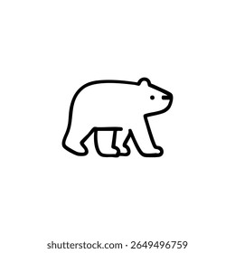 Desenho simples de contorno preto de um urso polar andando